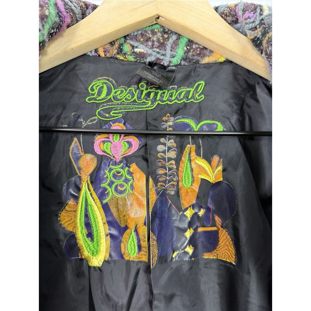 Desigual Textured Coat Womens EU 38 US Small Colorful Boho Abstract - Picture 12 of 14